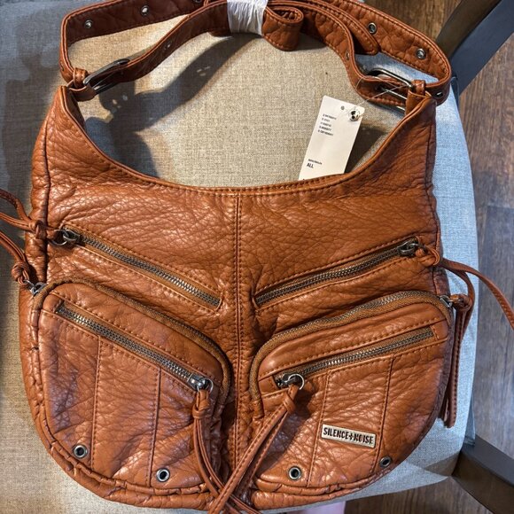 silence + noise Handbags - Silence + Noise Utility Washed Zippered Shoulder Bag : Brown